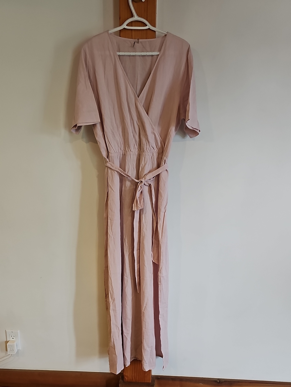 Simons Blush Pink Wrap Maxi Dress with Tie Waist